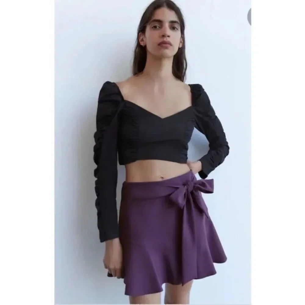 Zara  Purple Bermuda Skort with belt